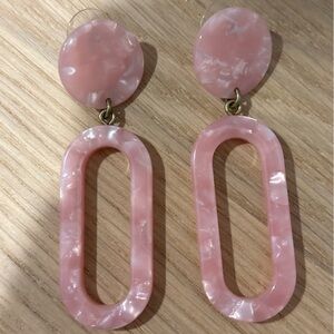 Pink Acrylic Marbled Dangle Earrings - NEVER BEEN WORN!